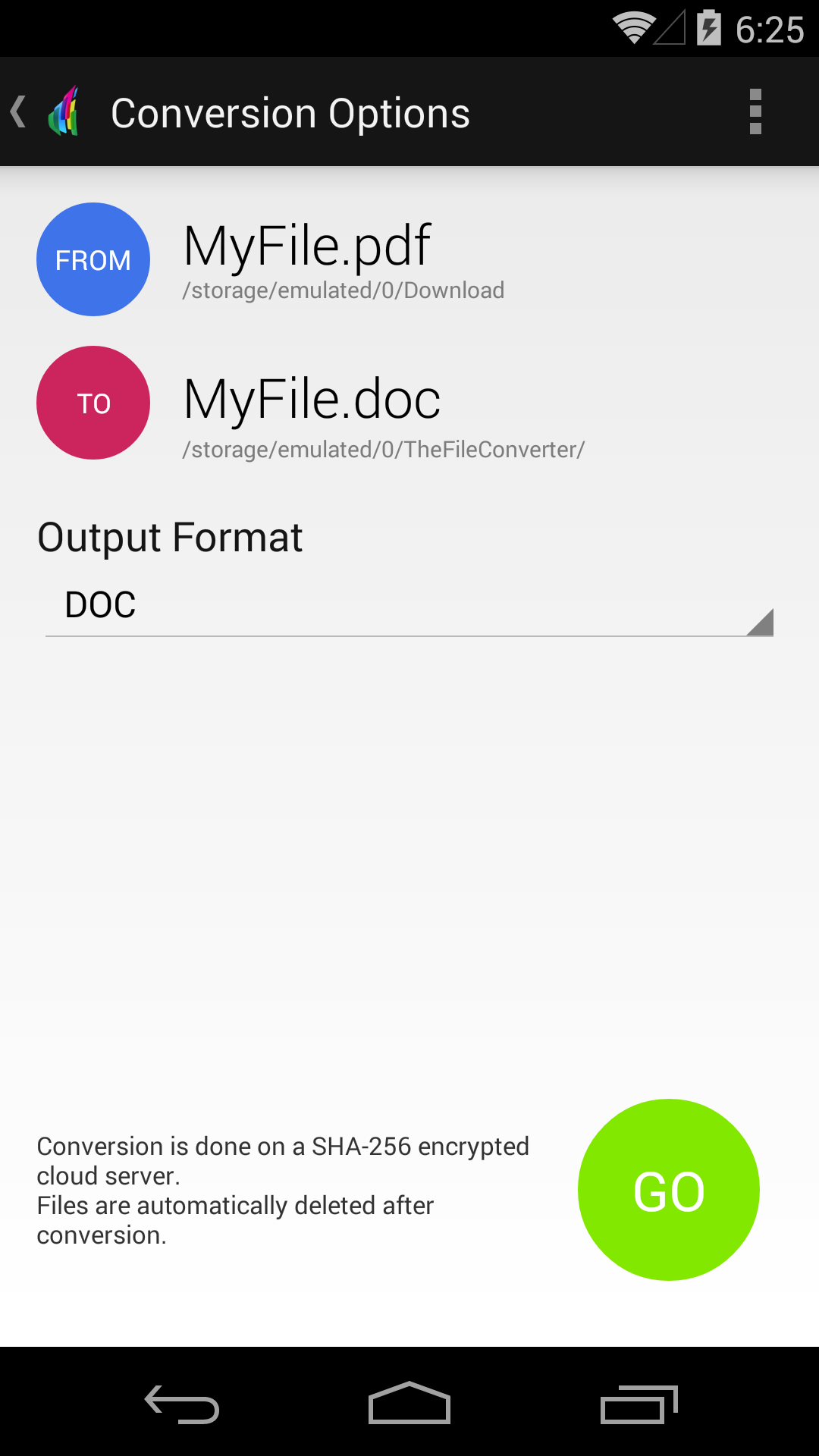 Android application The File Converter PRO screenshort