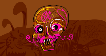 pink moustached skull 