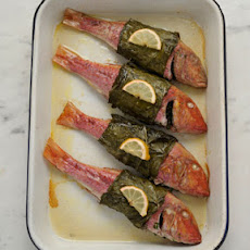 Red Mullet Baked in Grape (Vine) Leaves