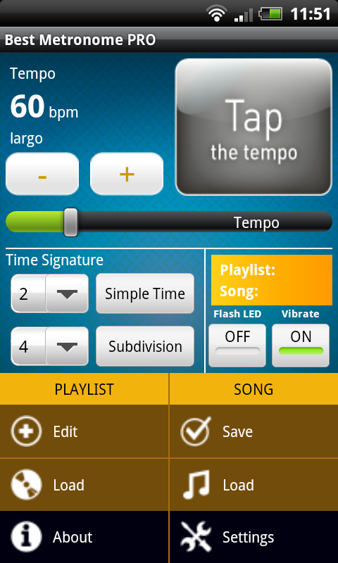 Android application Metronome PRO screenshort