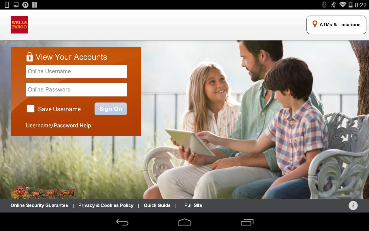 Android application Wells Fargo for Tablet screenshort