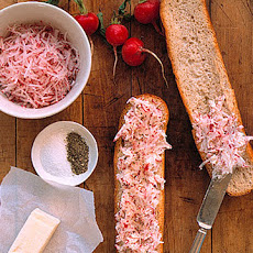 Radish Butter on Toasted Baguette