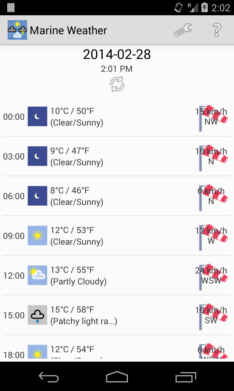 Android application WorldWide Marine Weather screenshort