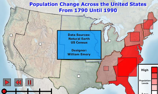 US Population Change 1790-1990