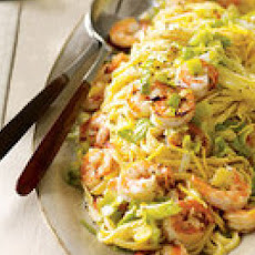 Leeky Linguine with Shrimp