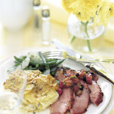 Baked Ham with Mustard-Red Currant Glaze and Rhubarb Chutney