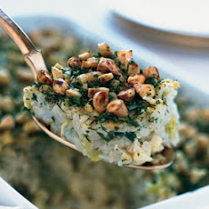 Cauliflower-Leek Kugel with Almond-Herb Crust