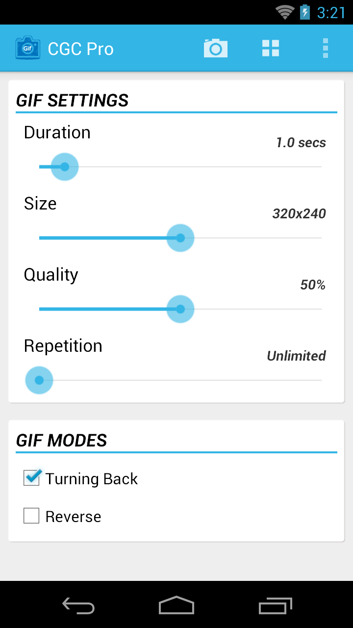 Android application Camera GIF Creator Pro screenshort