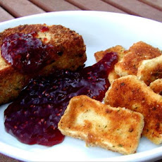 Camembert Cheese With Raspberries Sauce