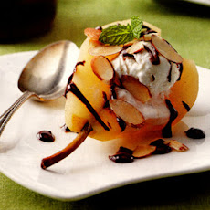 Poached Anjou Pears with pecan-crusted goat cheese
