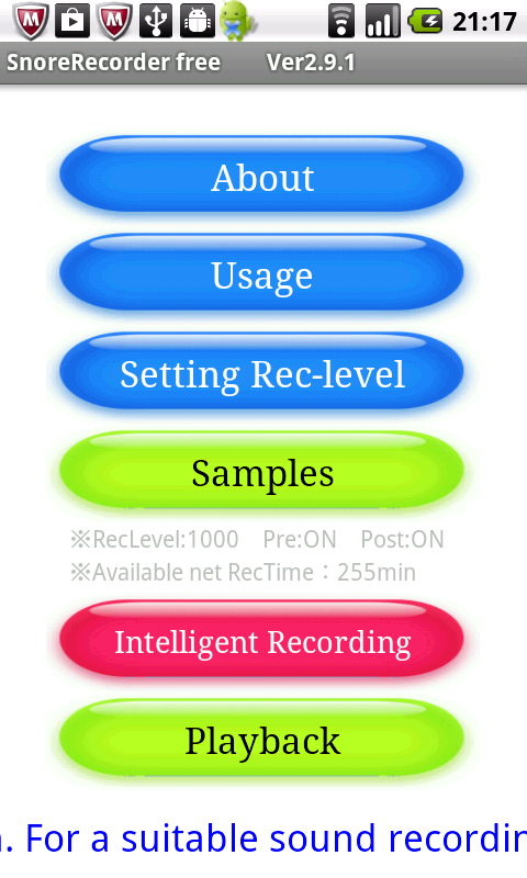 Android application Snore Recorder Free screenshort