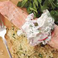 Poached Salmon with Parsley Couscous