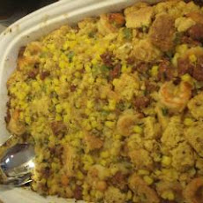 Sausage and Shrimp Cornbread Stuffing Casserole
