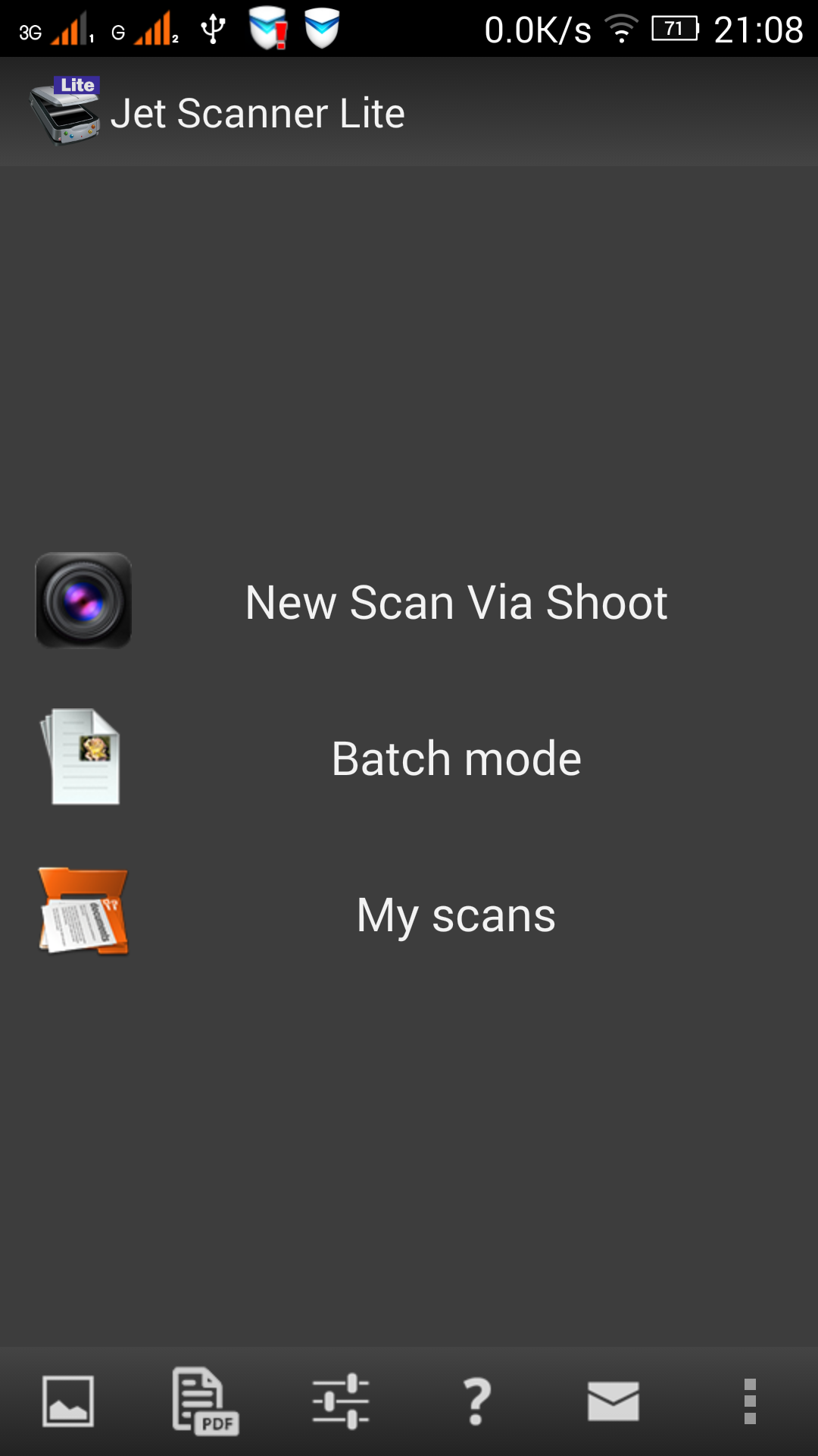 Android application Jet Scanner Lite. Scan to PDF screenshort