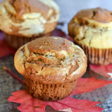 Pumpkin Muffins with Eggnog Cream Cheese Swirl