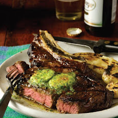 Char-Grilled Rib Eye with Roasted Shallot and Herb Butter
