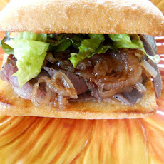 Grilled Flank Steak Sandwich with Sweet Onion Marmalade and Pear Horseradish Mustard