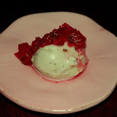 Celery Gelato with Rhubarb Compote