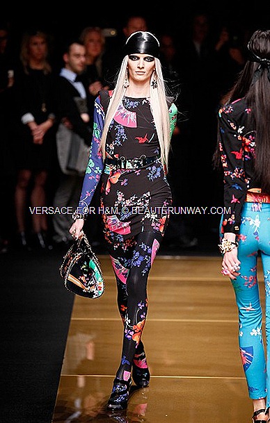 Versace H&M New York Runway Show Flora Jacket , leggings, handbag, Donatella Versace