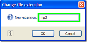 Change File Extension digitare nuova estensione