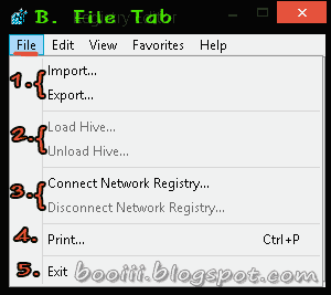 Registry Editor: File tab