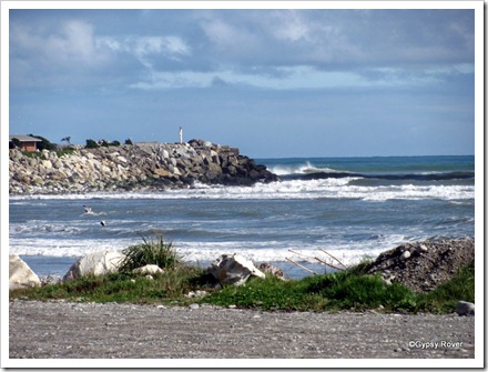 North side of the Greymouth harbour entrance.