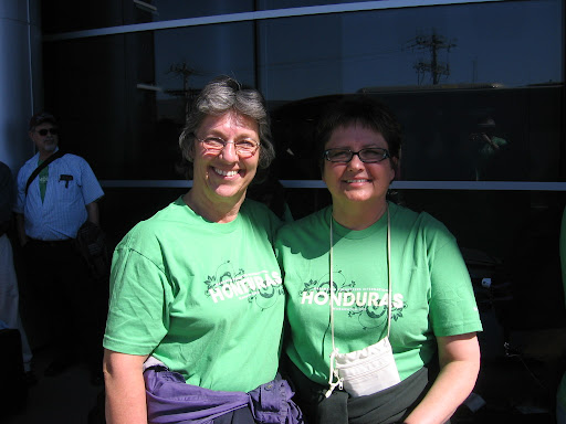 Charlotte and Judy lovely green shirts but oh it was verrry hot