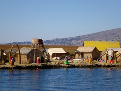Uros floating islands on Lake Titicaca.