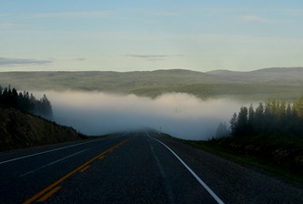 we are in and out of the fog along the Llaird River