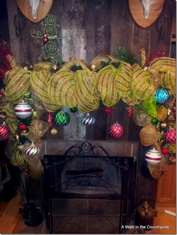 a walk in the countryside: mesh mantel using chicken wire