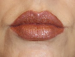 wearing L'Oreal Infallible ProLast Lipcolor in Always Almond