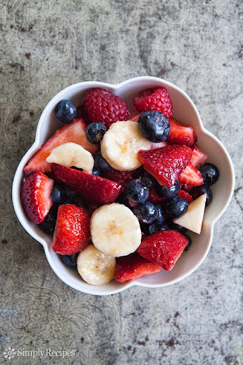 Fruit Salad with Bananas and Mixed Berries for 4th of July on Simply Recipes