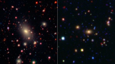 dois aglomerados de galáxias brilhantes