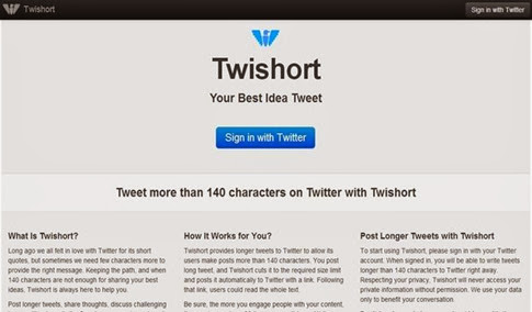 Tuits con más de 140 caracteres con Twishort