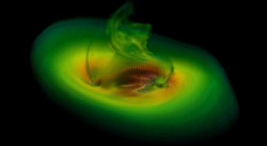 simulação de uma fusão de buracos negros