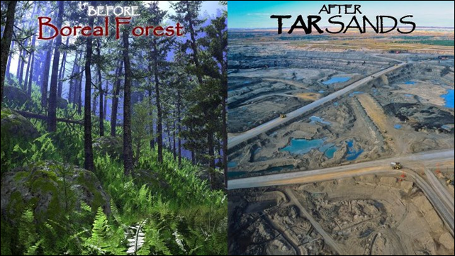 Before: Boreal forest. After: Tar sands mine. Photo: Toban Black / flckr