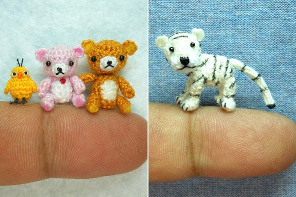 Miniaturas-Animais-Crochê-Urso-Pintinho-Felino