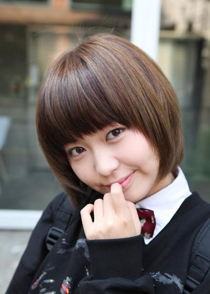 A Japanese girl with medium short bob hair