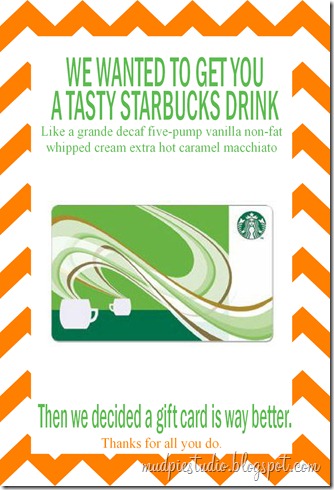 Starbucks Gift Card for Teacher Appreciation