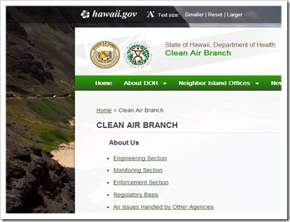 Hawaii Department of Health Clean Air Branch Air Permits not online