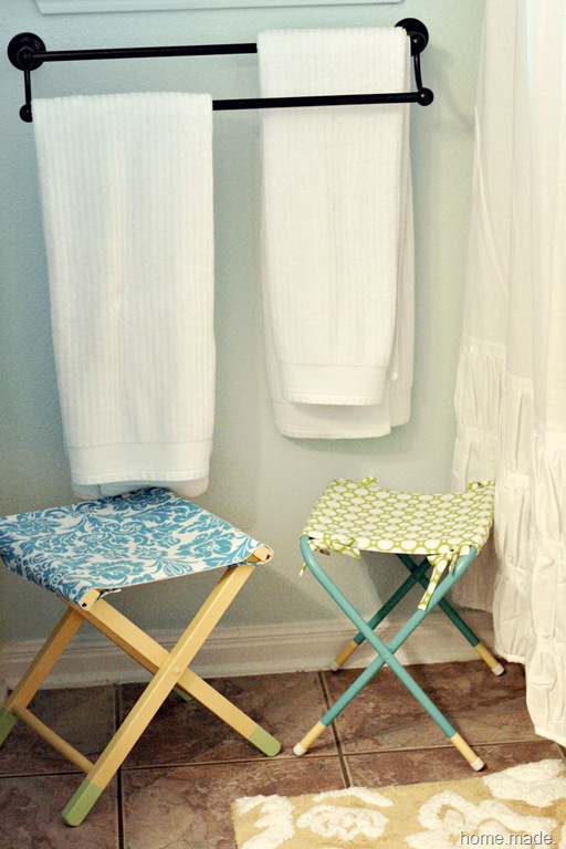 turquoise yellow and green stools