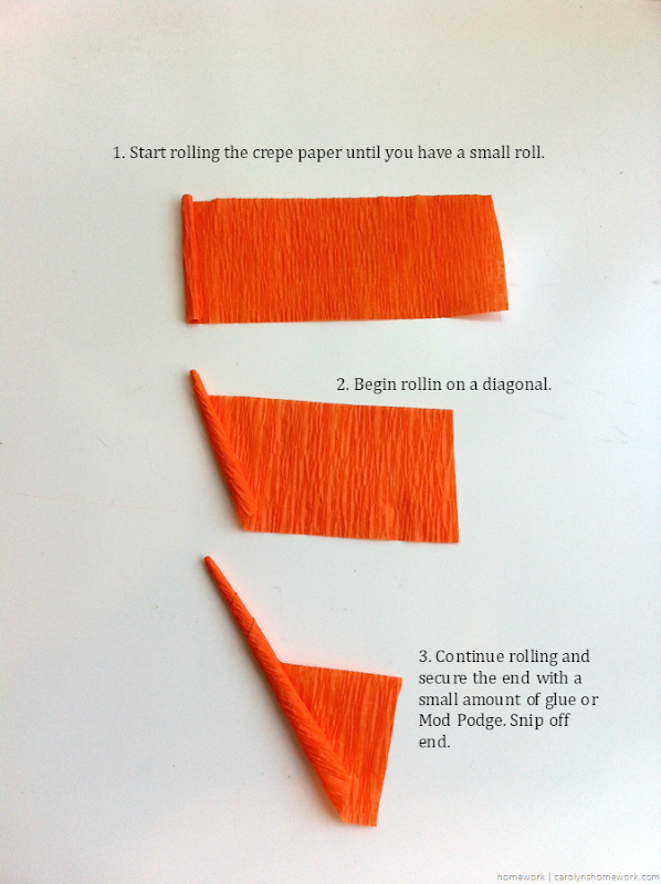 Miniature Crepe Paper Carrots - homework (13)
