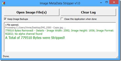 Image MetaData Stripper eliminare metadati
