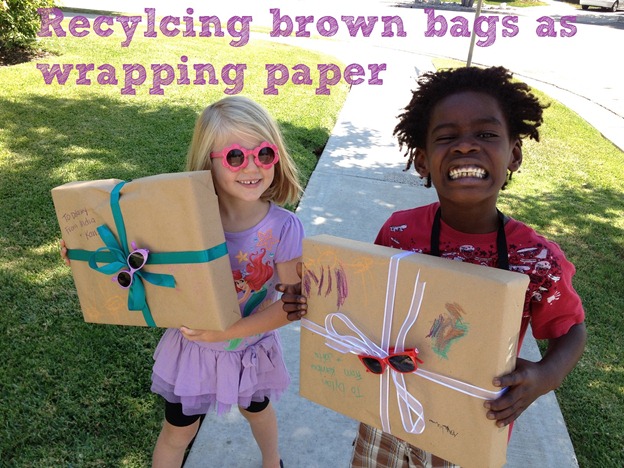 IMG_4481recycle brown bags as wrapping paper that kids can decorate themselves