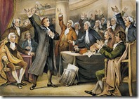Patrick Henry delivering his great speech