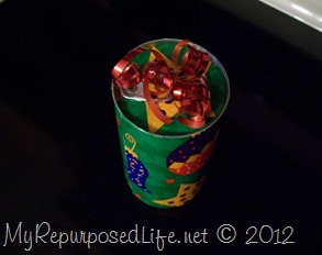 repurpose cans to use as a gift bag recycled cans