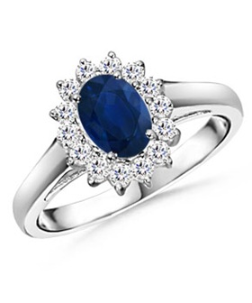 Oval Sapphire and Round Diamond Vintage Ring