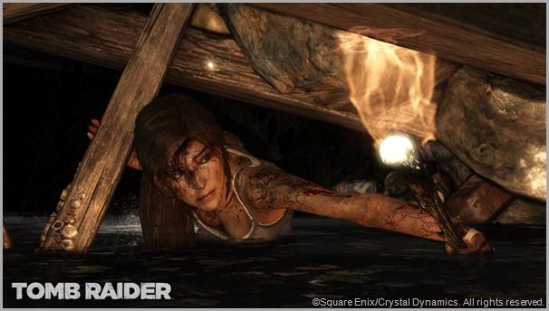 Lara Croft toughs it out in this screen shot. CLICK to visit the official TOMB RAIDER site.