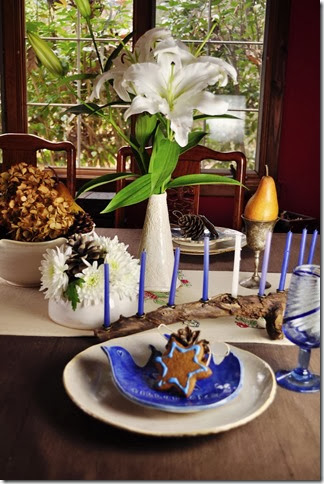Hanukah table on Thanksgiving 2