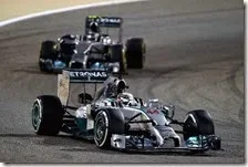 Le due Mercedes nel gran premio del Bahrain 2014